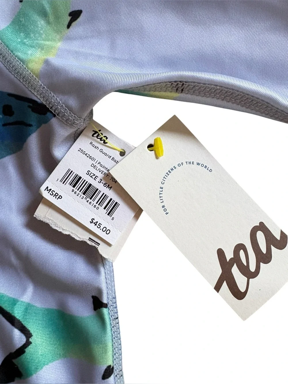Tea Collection Rashguard Swim Suit Shark Print Boys 3-6 Months New With Tags